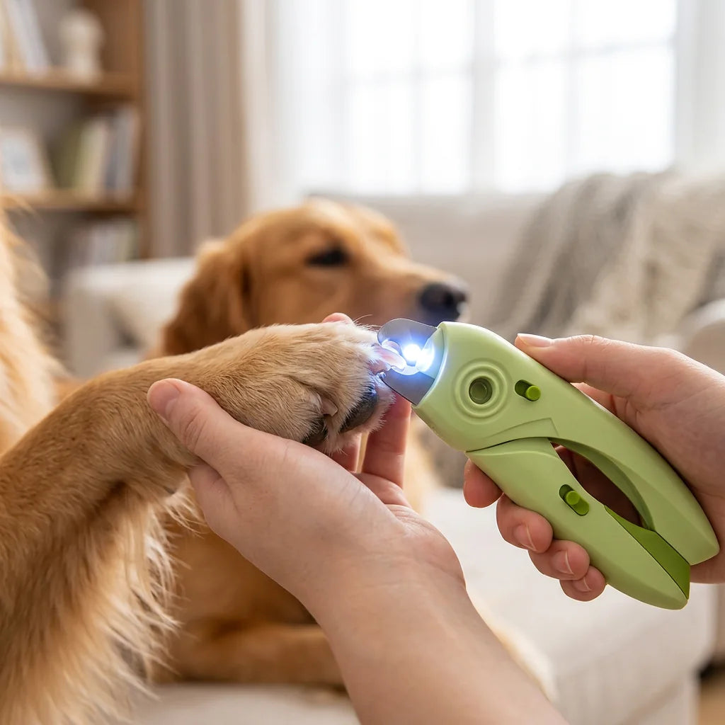 Cortaúñas LED usado con un perro
